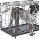 MidWest Homes for Pets Newly Enhanced Single & Double Door iCrate Dog Crate, Includes Leak-Proof Pan, Floor Protecting Feet, Divider Panel & New Patented Features (36.0"L x 23.0"W x 25.0"H, Black)