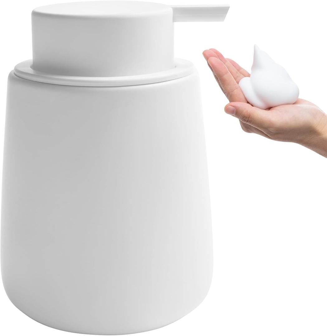 TOOZFO Soap Foaming Dispenser Ceramic with EasytoPress Pump Hand Foam Dispenser for Shampoo Bathroom Kitchen 12 oz
