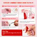 Stitchy No-Sew Hemming Tool- Easy, Portable, Professional-Grade Tagging Gun for Quick, Temporary Hems on Pants, Skirts, Dresses, and Sleeves, Pink