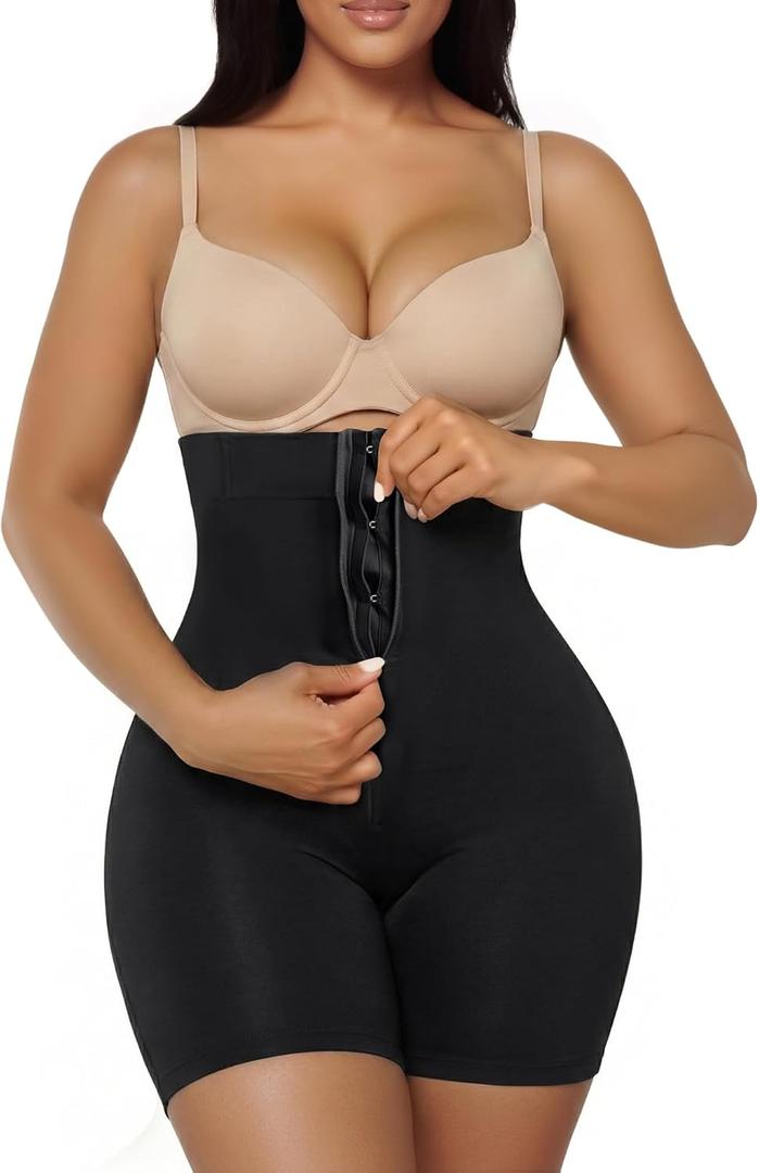 SHAPERX High-Waisted Tummy Control Shapewear for Women Seamless Zip-Up Easy-On Body Shaper Shorts Slimming Fit Underwear (Black, M)