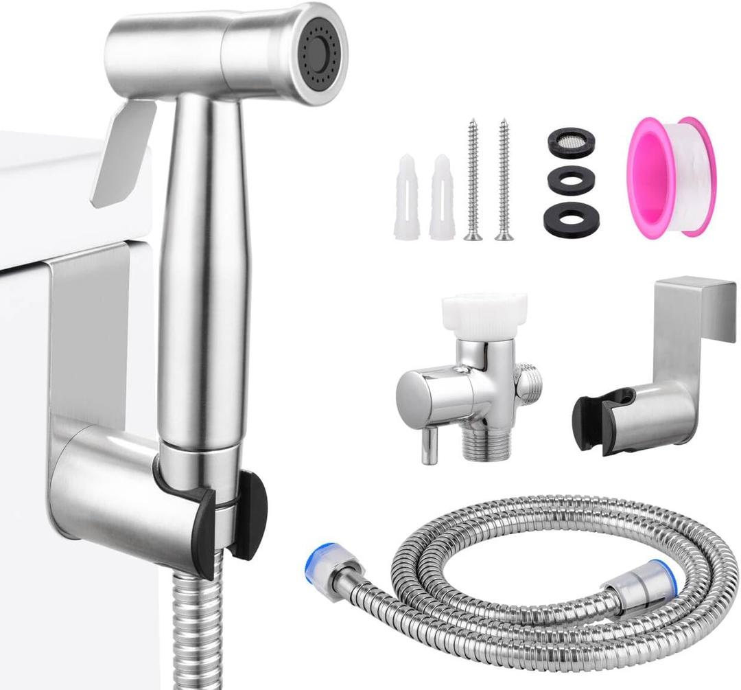 Multi Functional Hand-held Toilet Spray, Toilet Muslim Shower Sprinkler, Suitable for Women's Washing, Baby Bathing, Diaper Cleaning Spray (Silvery)