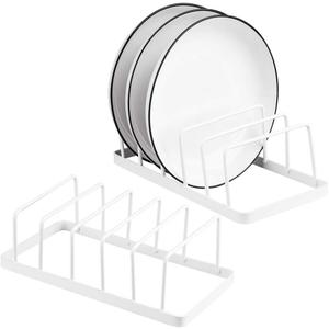 Tomorotec Dish Plate Storage Drainboard 2-Pack, Alloy Steel Kitchen Pot Lid Holder Dish Plate Drying Rack Drainer Stand Multifunctional Cabinet Organizer