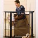 Babelio Clear Baby Gate, 29"-40" Door for doorways, Auto Close for Dog/Pet, Modern Acrylic, Elegance Meet Safety, Pressure Mounted for Child, Black (30" Tall, 29-40" Width)