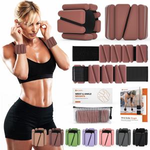 Wrist Weights, Ankle Weights for Women Men, Adjustable Wrist Weighted Bracelet for Home Gym Workout, Running, Yoga, Exercise, Strength Training, Set of 2 (1LB Each) (Dark Brown)
