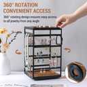 MyGift 360 Rotating Black Metal and Solid Wood Jewelry Organizer Stand Urban Modern All-in-One Display Holder for Earrings, Necklaces, Bracelets, Rings & Watches