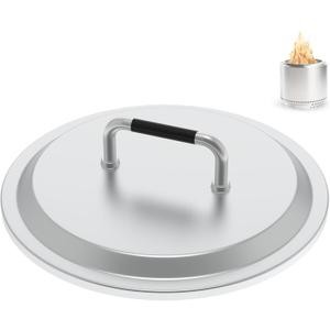 DcYourHome Fire Pit Lid for Solo Stove Bonfire Accessories 19.5" Bonfire Fire Pit Cover, Stainless Steel Solo Stove Lid Bonfire 2.0 Shield with Handle for Other Outdoor Fire Pits (silver)