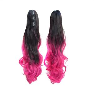 21" Ponytail Extension Claw Curly Wavy Clip in Hairpiece Wavy Ponytail Hair Extensions Long Pony Tails for Women (1PC Black Peachpink)