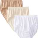 Bali Women's Comfort Revolution Seamless Brief Underwear, Microfiber Stretch Panty, 3-pack (11, White/Nude/Light Beige)