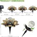 LEWIS&WAYNE Solar Garden Lights Outdoor, 3 Pcs Coppery Lotus Flower Pathway Lamps with Cool White Crackle Glass Globe Led Lights for Patio Pathway Yard Balcony Garden Decorations