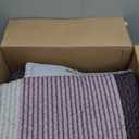 Flysheep Boho Striped Quilt Set Full Queen Size, 3 Pcs Purple and Grey Reversible Bedspread, Brushed Microfiber Coverlet for All Season, 1 Quilt + 2 Pillow Shams