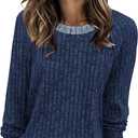 WIHOLL Long Sleeve Shirts for Women Lightweight Sweaters Fall Outfits 2025 Color Block Winter Clothing Dressy Casual Soft (S)