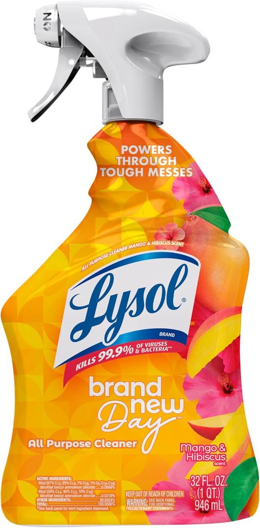 Lysol All Purpose Cleaner Spray, Multi-Purpose Disinfecting Spray, Kitchen & Bathroom Cleaner, Mango & Hibiscus Scent, 32 Fl Oz