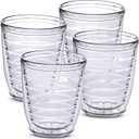 12oz Insulated Tumblers Plastic - Great for Iced Coffee & Hot Drinks, 4 pack Clear Double Wall Insulated Drinking Glasses Cups, BPA-Free, Reusable Cups, Camping, Travel, Kitchen, Party, 4 Count