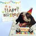 3D Pop-Up German Shorthaired Pointer Dog Birthday Card - Cute GSP Dog with Cake Celebration, Whimsical Happy Birthday Greeting for Dog Lovers - Shorthaired Pointer Dog 3D Birthday Pop Up Cards