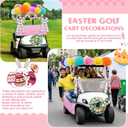 Suncalla 16 Pcs Easter Golf Cart Decorations Spring Party Decorations Festival Bowties Pastel Wreath Tinsel Garland Fringe Tissue Paper Flowers for Golf Cart Party Supplies Decor