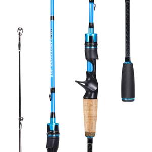 Sougayilang Fishing Pole, 2PC Spinning Rod with EVA and Cork Handle Grip, Baitcasting Rod for Freshwater Fishing Rod-Blue-5.9ft-Casting