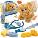 BELLOCHIDDO Veterinarian Playset for Kids, Vet Kits for Toddlers with Interactive Electric Walking Barking Dog & Cage, Pretend Play Puppy Pet Care Dog Toys Gifts for Ages 1 2 3 4 5 6+ Year Old