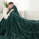 Heated Blanket Full Size,Flannel & Faux Rabbit Fur Bubble Fleece Electric Throw Blanket, 6 Heat Settings, 1-10 Hour Auto-Off, Overheat Protection, ETL Certified,72" x 84",Machine Washable,Deep Green