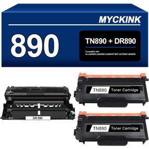 TN890 DR890 3-Pack (2Toner+1Drum) Compatible TN-890 Toner Cartridge and DR-890 Drum Unit Replacement for Brother HL-L6250DW L6400DW L6400DWT MFC-L6750DW L6900DW