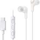JVC Gumy Connect USB-C Wired Earbuds Headphones, Delay-Free for Videos and Gaming, Built-in DAC Reduces Noise and Improves Sound Quality, 9.2 mm Diameter Neodymium Drivers - HAFR9UCW (White)