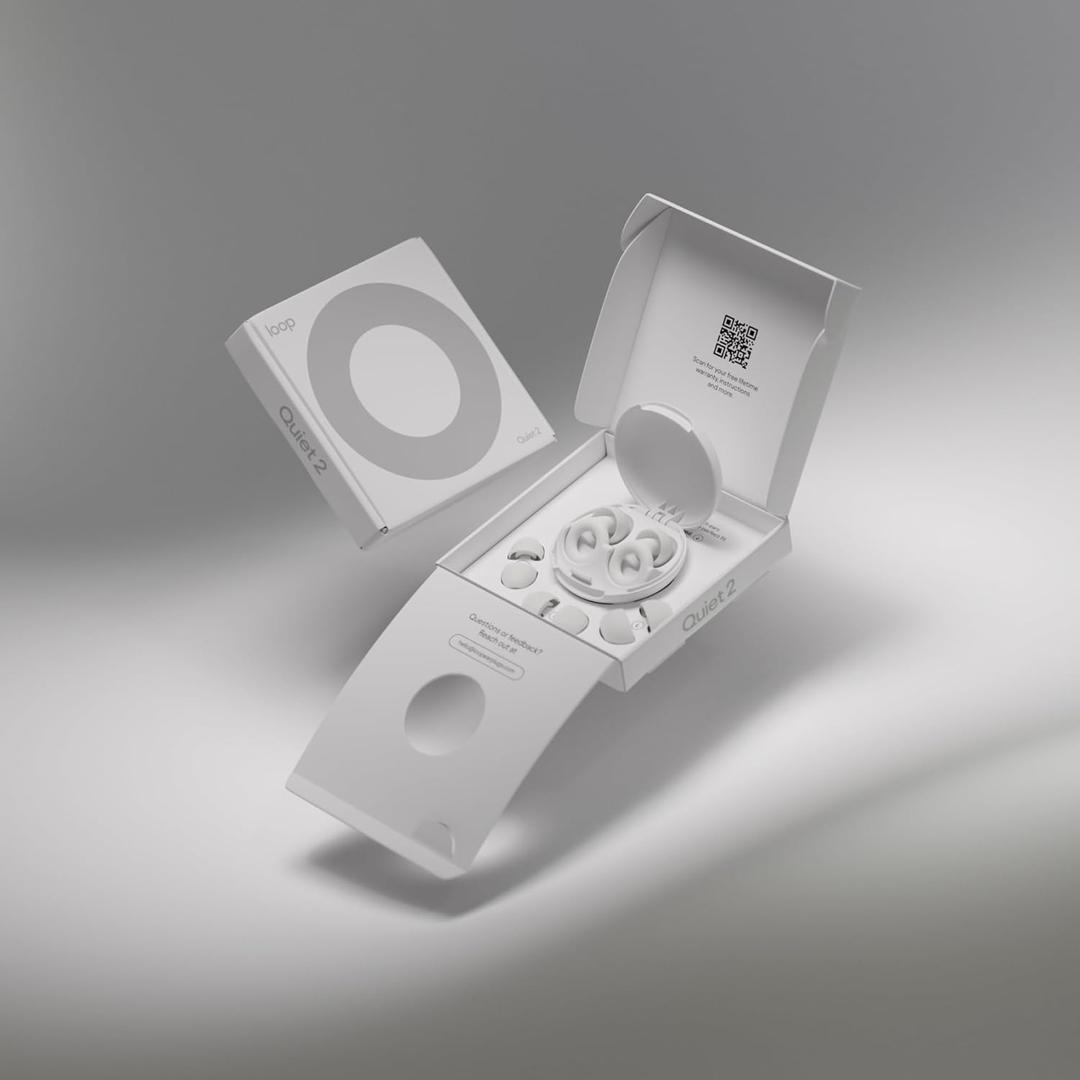 Loop Quiet 2 Ear Plugs Ultra-Comfy Reusable Noise-Reducing Earplugs for Sleep, Deep Focus, Travel, Sensitivity | Flexible Hearing Protection | Customizable Fit | 24dB (SNR) Noise Reduction (White)