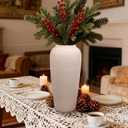 Tall Ceramic Vase 12 Inch Neutral Textured Vase,Cream Ceramic Vase for Home Decor,Farmhouse Tall Ceramic Flower Vase for Dining Table,Living Room,Kitchen,Bedroom,Entryway