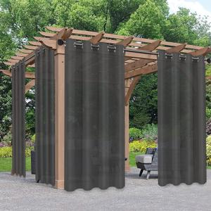 PureFit Sheer Outdoor Curtains for Patio Waterproof/Weatherproof, Fade Resistant Outside Voile Curtains for Gazebo, Front Porch, Pergola, Sun Filtering Privacy Curtain, 54 x 108 inch, Set of 2, Black