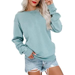 Bingerlily Womens Casual Long Sleeve Sweatshirt Crew Neck Cute Pullover Relaxed Fit Tops (Light Blue, X-Large)