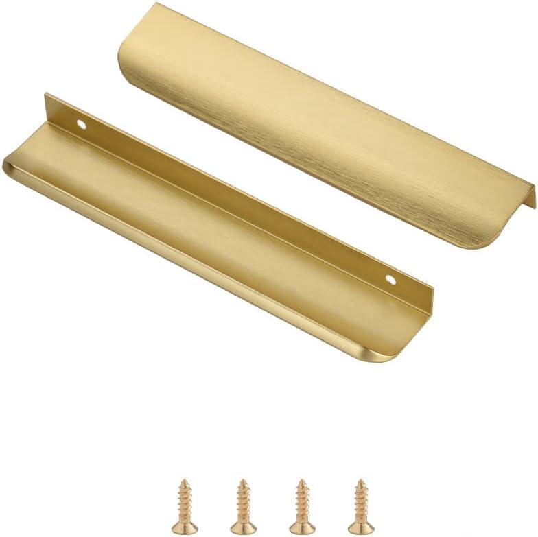 Satanga 10 Pack 6.3" Hole Center Brushed Brass Cabinet Pulls Aluminum Square Cabinets Pulls Cupboard Cabinet Pulls Bar Drawer Pulls Wardrobe Cabinet Handles Overall 7.87 Inch (Gold)