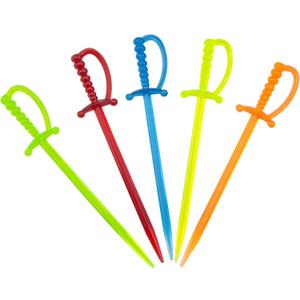 100PCS 3.3 Inch Plastic Sword Toothpicks Picks for Appetizers, Fruit Fork Cocktail Sticks Disposable, Cocktail Sticks and Cocktail Picks for Drinks,Multicolor