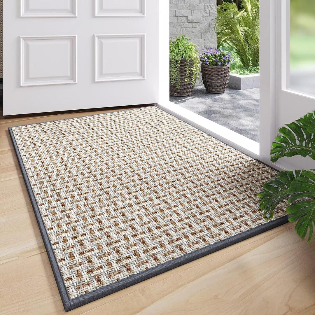 Door Mat 17"x30",Door Mat Indoor Entrance Dirt Resistant and Absorbent Non-Slip Rubber Backing Front Door Mats Washable Low-Profile Indoor Mats for Entryway, Inside Entrance Easy Clean Gray