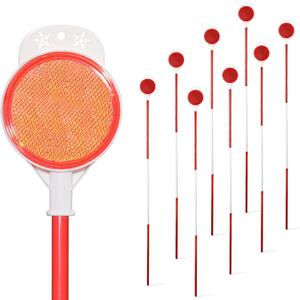 Reflective Driveway Markers - 50High Visiblility Driveway Reflectors Double Sided with Red & White Extra Thick Stainless Steel Pole - Rustproof for Road,Property Line,Yard,Snow Plowing - 8 Pack