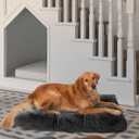 OhGeni Comfort Fluffy Dog Bed with Removable Washable Cover & Waterproof Lining, Light Chew & Scratch Resistant, Non-Slip Soft Crate Bed for Large, Medium, Small Size Dogs, 41"(Gray)