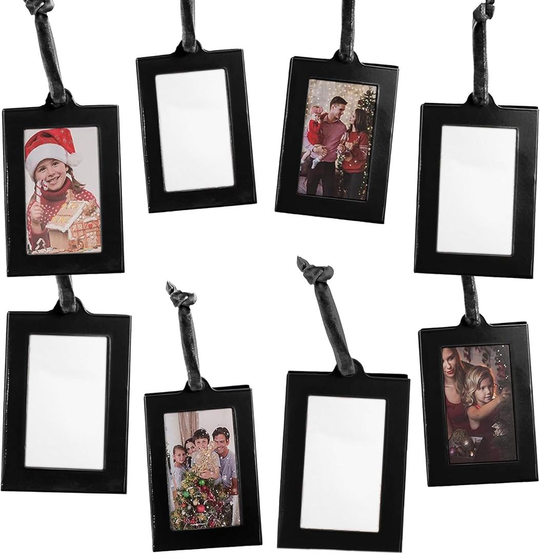 Klikel Hanging Picture Frame Ornaments - Set of 8, 2x3 Black Hanging Photo Frame (Vertical)