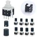 30Pcs Micro Latching Push Button Switch 5.8mm 0.23" DPDT 6Pin 2-Ways On Off Switch Self-Lock Mini Power Button with Cap 30VDC 0.5Amp