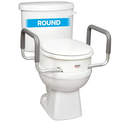 Carex 3.5 Inch Raised Toilet Seat with Arms, Round Toilet Seat Riser, 300 lbs Capacity, Elevating and Raising Seat for Elderly and Handicap, Universal, Slip-Resistant with Padded Handles, White