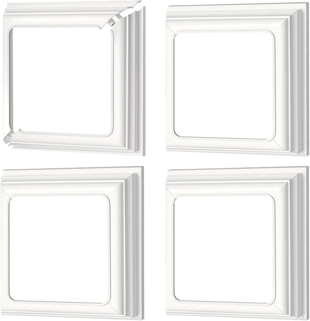 4 Packs 4 Inch Vinyl Post Skirt/England Style Fence Post Cups White PVC Post Column Wraps Porch Two Piece England Base Trim Ring Railing for Wood Vinyl Post, Stair Rails, Fence Deck Stairs Rails (4)