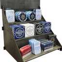 Torched Wooden Portable Retail Table Display Stand Countertop 3 Step Riser Craft Shows, Farmers Markets Tradeshows (Ebony)