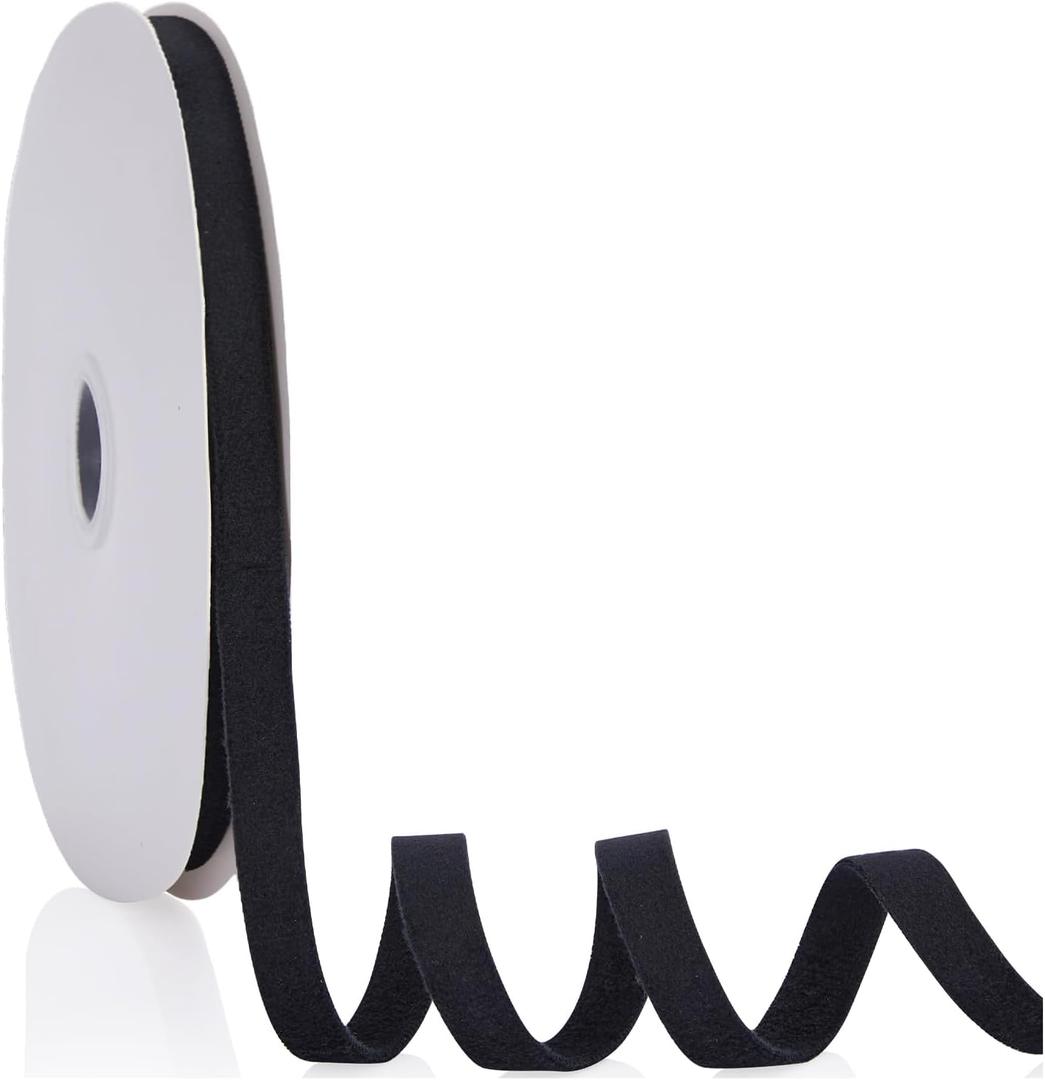 Black 3/8 inch Velvet Ribbon, Double Faced Continuous 20 Yards Velvet Ribbon Use for Christmas Tree Ornaments,Gift Wrapping,Bow Making,Wreath Decoration,Wedding Boutonnieres,Handmade Crafts