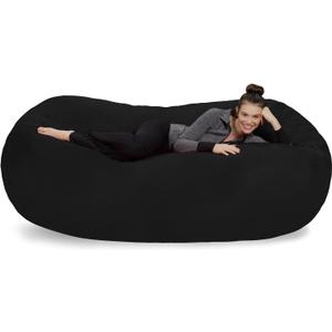Sofa Sack Bean Bag Lounger - Plush Bean Bag Sofas with Super Soft Microsuede Cover - XL Memory Foam Stuffed Lounger Chairs for Kids, Adults, Couples - Jumbo Bean Bag Chair Furniture - Black 7.5'