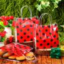 Teenyyou 24 Pcs Ladybug Party Favor Bags Clear PVC Goodie Treat Tote Gift Bags with Handles Ladybug Theme Birthday Party Supplies