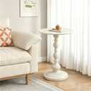Vintage Metal End Table, Round Side Table Nightstand for Small Spaces, Industrial Accent Table for Living Room Bedroom Sofa Patio, 15.7" Top Diameter, Easy Assembly (Off-White), 15.7" x 15.7" x 20.87"