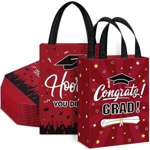Sweetude 24 Pcs 2025 Graduation Gift Bags with Handles Non Woven Congrats Grad Tote Bags Reusable Party Favor for College Graduation Party Decoration
