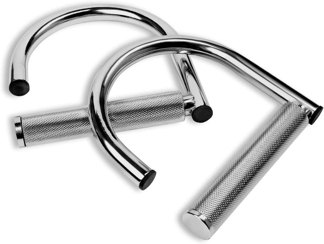 Yes4All 360 Rotation Metal Resistance Bands, Pull Up Handle with Extra-Gripped Knurled Surface, Heavy Duty Industrial Grade Steel Stretch Attachment Handles for Elastic Band Workouts Home Gym (Chrome)