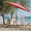 Sannwsg Patio Umbrellas, Pool Umbrella with 8 Sturdy Ribs, Outdoor Umbrella with Push Button Tilt/Crank, Deck Umbrellas, Market Umbrela Table for Backyard, Deck, Garden, Pool