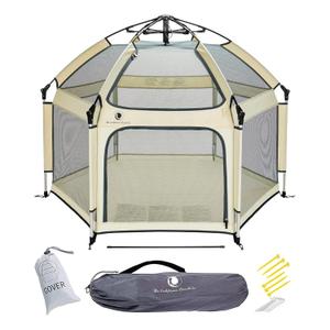 POP 'N GO PLAYPEN - Indoor & Outdoor Baby Playpen for Babies and Toddlers - Baby Beach Tent, Foldable, Portable W/Canopy, Travel Bag, & Mosquito Net - Pop Up Pack and Play Tent (Warm Ivory)