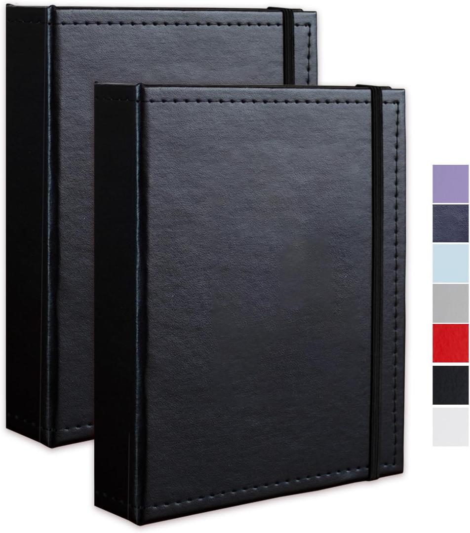 Photo Album 5x7 52 Pockets Pack of 2 Leather Cover Picture Book Holds 5x7 Photos for Wedding, Baby, Family, Graduation (Black)
