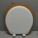Mayfair Linden Slow Close Toilet Seat, Non Slip Heavy Duty Wood, Easy Install, Round, White