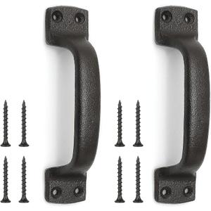 Barn Door Pulls Handles Heavy Duty Cast Iron Gate Handle, 7 inch Metal Hardware for Sliding Barn Door Gate Fence Drawer Garage - Dark Brown 2 Pack