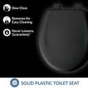 Bemis Classic Colors Slow Close Toilet Seat, Easy Clean Hinges and Durable Plastic Seat, Made in USA, Round, Black